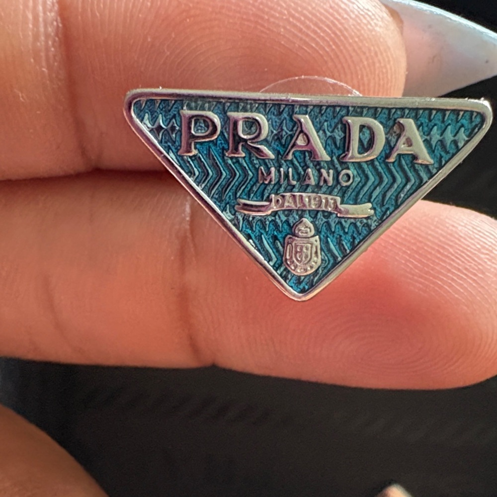 Prada Teal Triangle Brooch